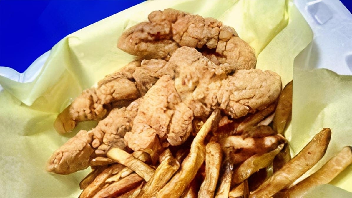 4 Piece Chicken Strips with Fries.
